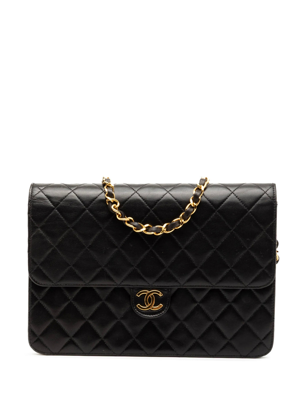 CHANEL - Pre-Owned 1991-1994 Medium CC Quilted Lambskin Single Flap Shoulder Bag
